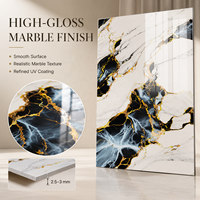 Panneau mural en PVC effet marbre brillant UV 2,5-3 mm, design noir, blanc, or pour décoration murale intérieure, vente en gros d'usine