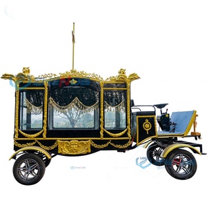 Factory Customized Vintage Black Coffin Carriage Horse Wagon Antique Horse Drawn Buggy Electric Funeral Horse Hearse - Product Image 2