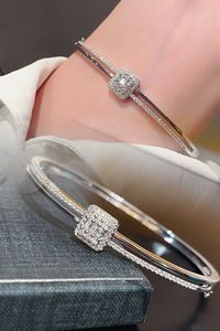Xinfly Brazalete de Oro Puro de 18k con Diamantes Naturales, Diseño de Caramelo, Doble Capa, Hueco - Product Image 5