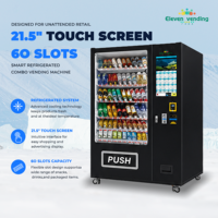 Distributeur automatique de boissons et de collations, machine de vente au détail alimentaire automatique, 21,5 pouces, 60 emplacements, distributeur automatique combiné réfrigéré