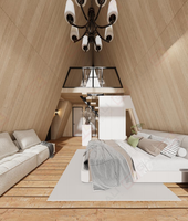 Maison en forme de A pour 2 chambres à coucher, structure préfabriquée en acier léger, conception triangulaire avec style unique