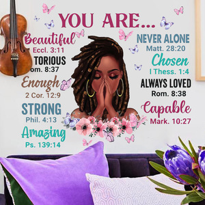 Adesivi da parete per salone di bellezza con citazione ispiratrice per decorazione della stanza delle ragazze - Product Image 3