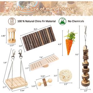 Set di giocattoli da masticare per animali piccoli Premium per criceti porcellini d'India cincillà gerbilli topi e ratti accessori in legno per la cura dei denti - Product Image 2