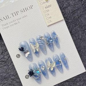 Diseño #1316 <span class=keywords><strong>uñas</strong></span> postizas reutilizables <span class=keywords><strong>de</strong></span> diseño <span class=keywords><strong>de</strong></span> lujo mariposa larga 3D acrílico Prensa en <span class=keywords><strong>uñas</strong></span> artificiales hechas a mano para mujer - Product Image 3