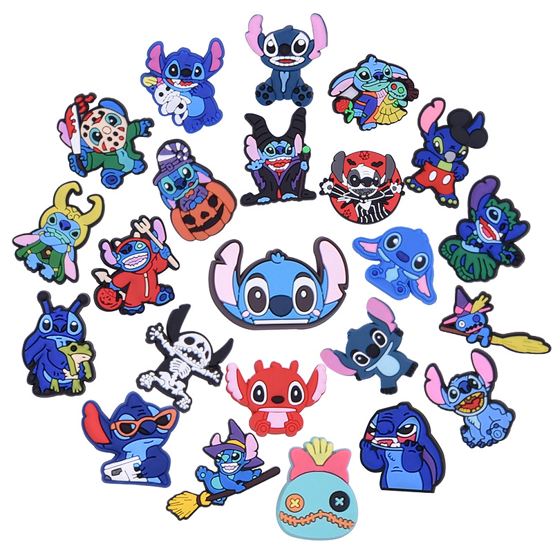 [stitches] custom famous cartoon stitches rubber shoe decoration charm trendy luxury stitch cute cartoon clog charms shoes charm