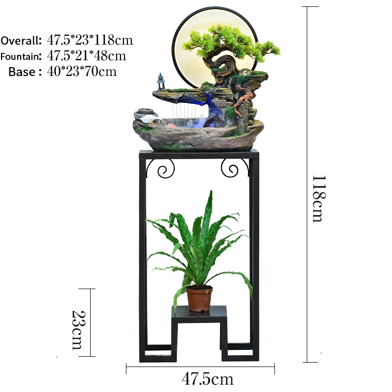 สีเขียว ขนาดใหญ่ + เครื่องทำหมอก + ฐาน