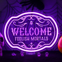 Enseigne néon « Bienvenue, mortels fainéants », lumière murale LED USB pour Halloween, fête, bar à domicile, décoration commerciale