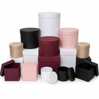 Boîte cadeau ronde en velours personnalisée avec poignée, style chapeau de luxe, emballage rigide en papier pour la présentation de bouquets