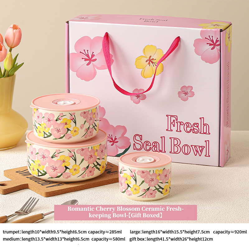 Juego de tres tazones para conservar alimentos Sakura Pink (juego de caja de regalo)