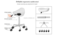 Tabouret ergonomique blanc réglable à roulettes hydrauliques pour clinique et bureau