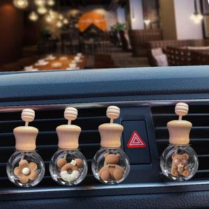 Ornement en verre avec motifs de couronne en bois mignons pour les huiles essentielles, diffuseur d'air de voiture, clip de ventilation, flacon en verre vide - Product Image 6