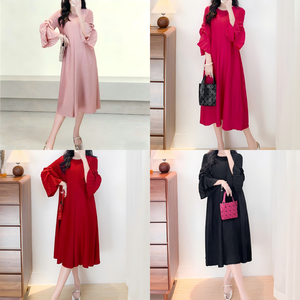 Vestidos Plisados Miyake al por Mayor para <span class=keywords><strong>Mujer</strong></span>, Vestidos Casuales Marrones de Moda para <span class=keywords><strong>Fiesta</strong></span>, Talla Única, Vestido Modesto para Iglesia - Product Image 3