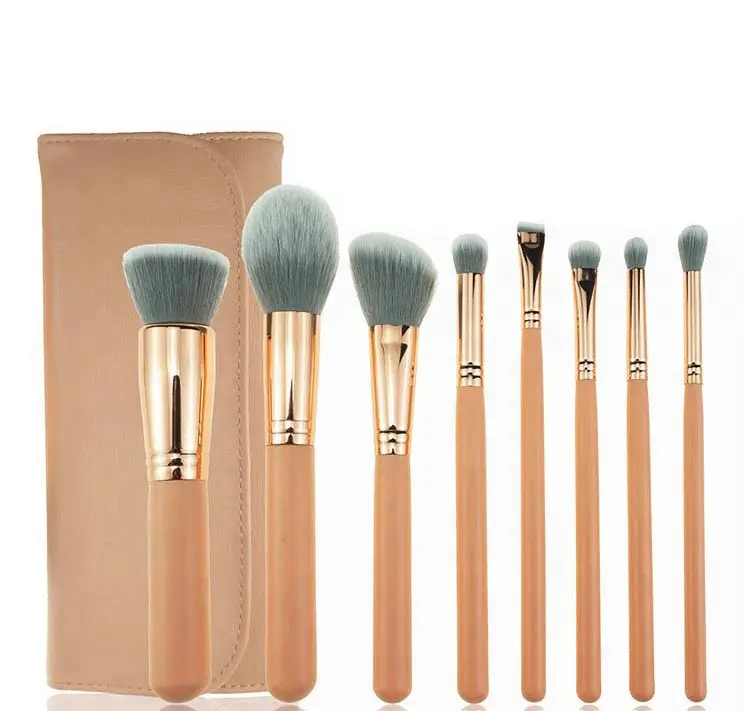 8Pcs customized makeup brush set for travel makeup brush tools with makeup bag