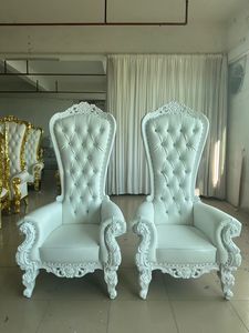 Trône de roi et de reine, chaise de cérémonie royale pour mariage, banquet, cadre doré, dossier haut, siège de luxe en bois massif pour la mariée et le marié - Product Image 4