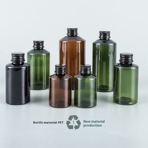 <span class=keywords><strong>Loción</strong></span> de rocío puro de 50-200ml, reempaquetadas botellas de plástico, hombro inclinado verde oscuro, tapa de aluminio negro puro, tapón interior para cosméticos - Product Image 2