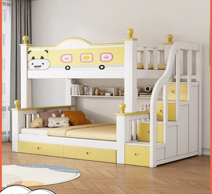 Lit superposé multifonctionnel en bois massif pour enfants, simple avec échelle, armoire, lit de maman, meubles de chambre à coucher - Product Image 6