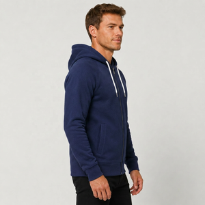 Sudadera con capucha azul para hombre, corte regular, de algodón tejido, informal, para otoño, hecha en India. - Product Image 5