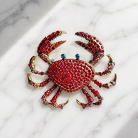 Pendentif de luxe en strass en forme de crabe, accessoires de perles en cristal doré pour animaux, chaîne de téléphone DIY, bijoux de sac, vente en gros