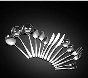 Juego de Cubiertos de Alta Calidad para Restaurante, Plata, Acero Inoxidable 18/10, Cuchillo, Cuchara para Postre, Tenedor, Cubertería Plateada para Bodas y Hoteles - Product Image 5