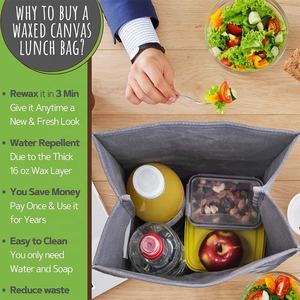 Tinkin — sac à Lunch lavable en <span class=keywords><strong>toile</strong></span> cirée, sac en <span class=keywords><strong>toile</strong></span> réutilisable, sac à Lunch pour hommes, femmes et enfants - Product Image 3