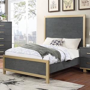 Juego de Dormitorio con Cama con Detalles Metálicos, Cómoda, Mesita de Noche y Cajonera para una Decoración Contemporánea de Lujo - Product Image 1