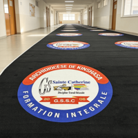 Tapis de course personnalisé en rouleau pour événements de triathlon, antidérapant avec dos en grille, pour compétitions sportives, avec logo personnalisé, vente en gros usine