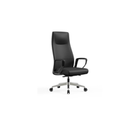 Chaise de bureau de direction moderne à dossier haut avec base pivotante en aluminium poli, imperméable et convertible pour espace de travail commercial