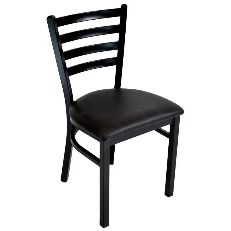 Siyah Metal Alessandro sandalye-siyah vinil koltuk
