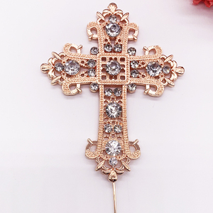 Cruz de diamantes de imitación de cristal de Rosa decoración de la torta Topper para la boda religiosa bautismo bautizo <span class=keywords><strong>Primera</strong></span> <span class=keywords><strong>Comunión</strong></span> confirmación - Product Image 1