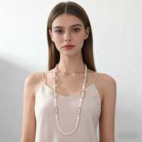 Collier TongLing vintage en alliage avec imitation perle, maillons ovales creux plaqués or, chaîne réglable, bijou de mode pour femme, idéal pour les fêtes et cadeaux