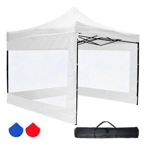 PIXINGKE Tente <span class=keywords><strong>de</strong></span> réception pliable <span class=keywords><strong>3x3</strong></span> avec parois transparentes, tissu 600D imperméable et anti-UV, robuste, pour salons professionnels - Product Image 1