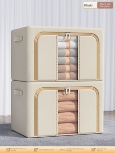 Grande boîte de rangement en tissu pliable de 100 L avec double compartiment <span class=keywords><strong>pour</strong></span> vêtements, literie, organisation de la maison - Product Image 5