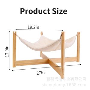Cama de madera para gatos, cama para mascotas, madera maciza, para todas las estaciones, hamaca para gatos con base, cesta colgante desmontable para gatitos, cama para mascotas - Product Image 4