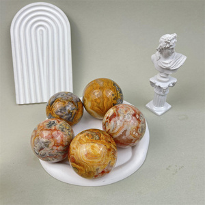 Vente en gros de sphères d'agate jaune dentelle naturelle, artisanat en cristal de guérison, agate folle, pour la décoration intérieure - Product Image 3