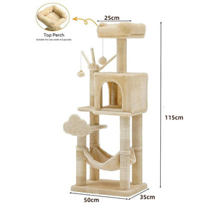 Kattenboomtoren voor binnenkatten met gezellige appartementen, multi-level krabpalen met sisalpalen en hangende speeltjes - Product Image 6