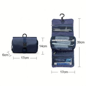 Sac de toilette pliable de grande capacité de style japonais pour les voyages en plein air, en polyester, avec pochette amovible, pour promotion - Product Image 2