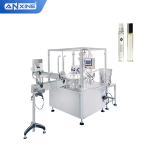 Machine de remplissage automatique de cosmétiques et de parfums avec pompe à moteur, roulement, bouteilles en plastique et en verre, et bouchonnage rotatif - Product Image 1