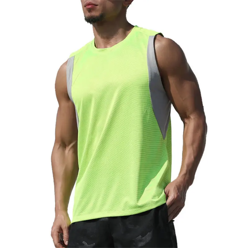 Wholesale Performance Quick Dry Sleeveless Vest Athletic Muscle High Neck Sports Men Muscle Tank Top