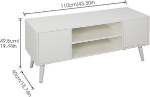 Soporte de <span class=keywords><strong>TV</strong></span> de entretenimiento moderno de mediados de siglo, <span class=keywords><strong>mesa</strong></span> de consola de <span class=keywords><strong>TV</strong></span> de <span class=keywords><strong>55</strong></span> pulgadas con diseño minimalista y estantes de almacenamiento para sala de estar - Product Image 3
