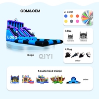 Petit toboggan aquatique gonflable bleu classique avec glissière gonflable pour enfants, idéal pour les locations et les fêtes