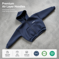 Sweat-shirts à capuche Charlo Premium Air Layer unisexe, tissu structuré épais, coupe ample, streetwear, vente en gros, personnalisation OEM, en vrac