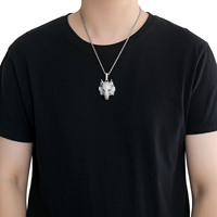 Collier pendentif loup glacé CZ Bling Hip Hop Streetwear pour hommes