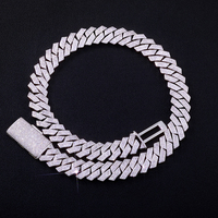 Collier Chaîne Cubaine Miami NUOYA Hip Hip Jewelry 18 mm en Laiton Plaqué Or 18 carats, 4 Rangs de Zircons 5A Effet Diamant Glacé Scintillant