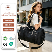 Sac de voyage en polyester pratique avec logo personnalisé, résistant à l'eau, avec poche pour articles mouillés, spacieux, avec bandoulière réglable