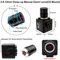 Cámara Web USB ELP 4K con Zoom 4X, Sensor IMX317, Lente Varifocal CS 2.8-12mm, UVC Plug and Play, Sin Necesidad de Controladores, para Windows, Mac, Linux