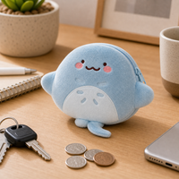 Porte-monnaie en peluche mignon Ray, pochette douce en tissu, sac à monnaie de dessin animé, cadeau pour étudiants