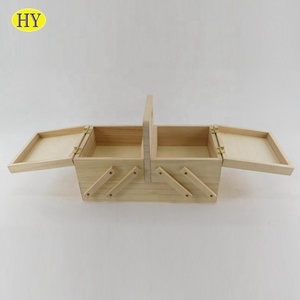 Boîte à coudre pliable <span class=keywords><strong>en</strong></span> <span class=keywords><strong>bois</strong></span>, naturelle, légère et inachevé - Product Image 4