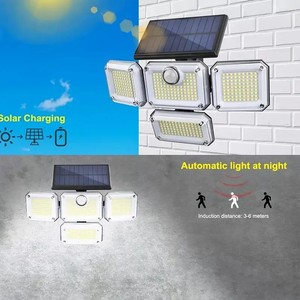Lumière de sécurité à 4 têtes 333 LED, étanche IP65, 270 ° Lampes solaires murales à large <span class=keywords><strong>angle</strong></span> pour l'extérieur, pour la cour et le jardin - Product Image 5
