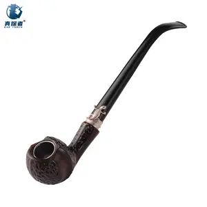 SP6527 Custom logo Hot Sell Engraved Long Handle Smoking Resin Wooden Tobacco Pipe for Smoking