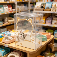 Boîte en plastique transparente personnalisée avec languette de suspension, imprimé dessin animé, pour accessoires de toilettage pour chatons